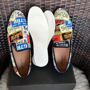 Meijiana License Plate Print Men's Loafers